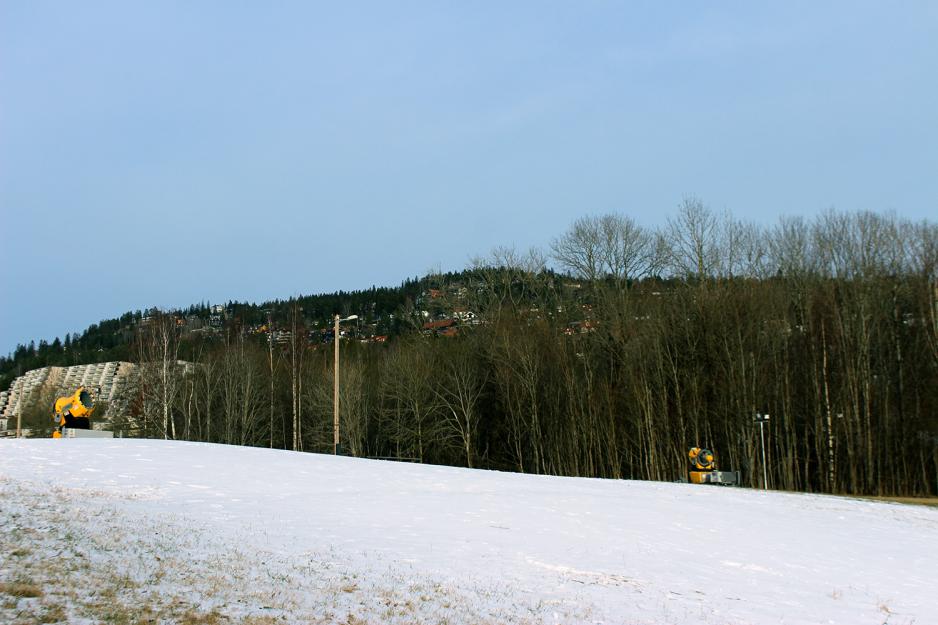 To sn&oslash;kanoner som st&aring;r p&aring; toppen av en haug opp&aring; sn&oslash;