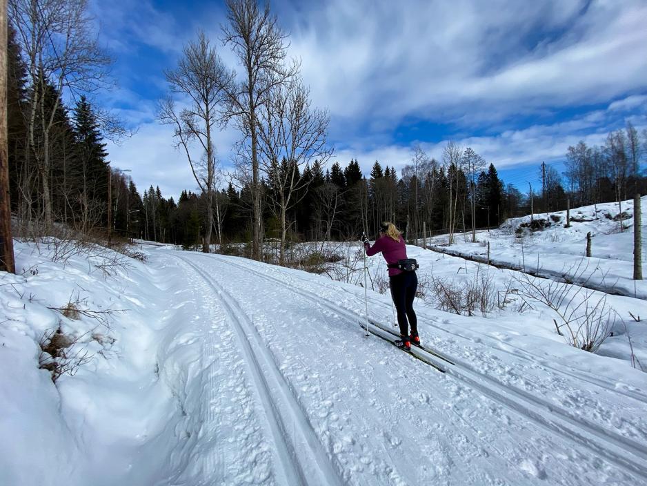 Dame p&aring; ski