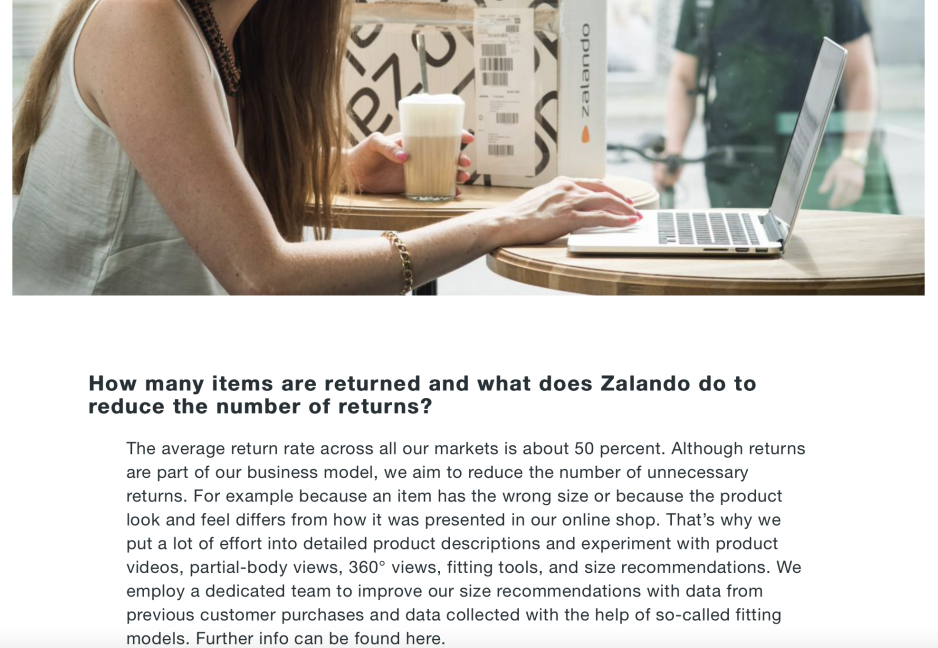 Zalando b&aelig;rekraftinformasjon