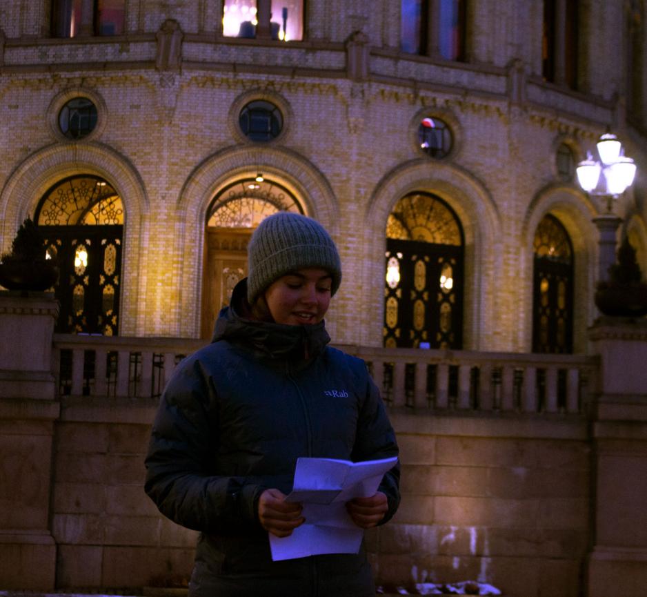 Sofie Sinnes fra Gr&oslash;nn Ungdom holder appell