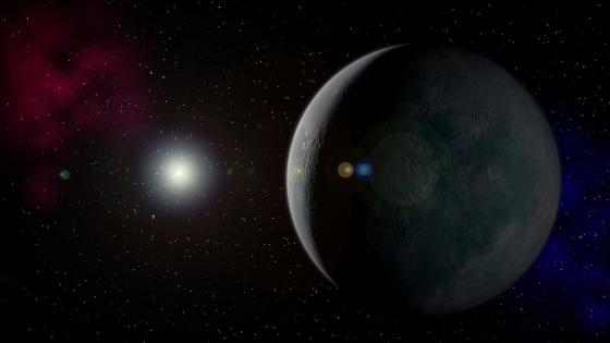 Illustrasjonsbilde av en planet som g&aring;r i bane rundt en stjerne