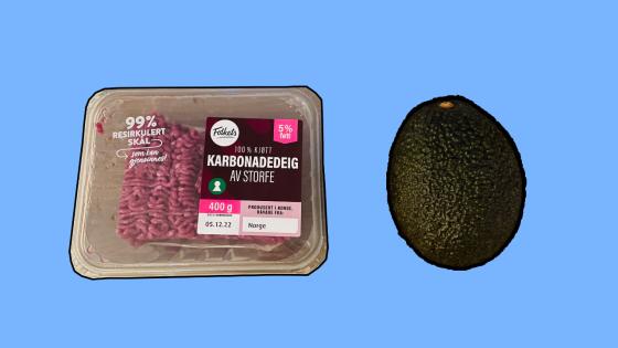 avokado og kj&oslash;tt