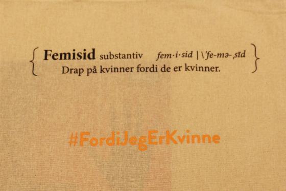 Bilete av teksten femisid og kva det betyr; Drap p&aring; kvinner fordi dei er kvinner.