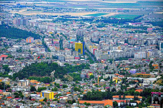 Byen Gaziantep, Kahramanmaras Tyrkia f&oslash;r jordskjelvet. 