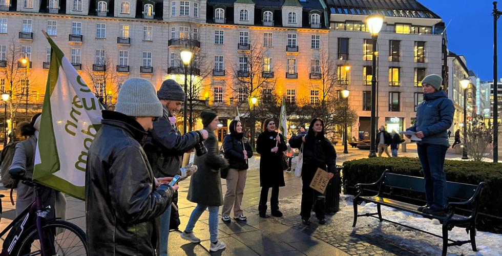 Demonstranter p&aring; Eidsvolls plass under appellen