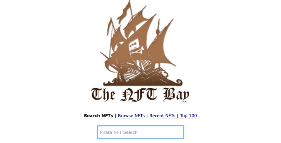 En nettside som ligner p&aring; piratkopieringsnettside. Det st&aring;r "Nft-bay".